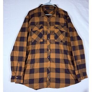 Truewerk Tech Flannel Shirt Mens 2XL Sand Black Plaid L/S Snap 2 Pockets Wicking